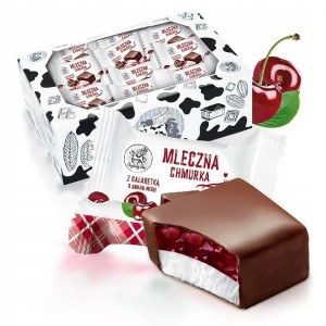 MLECZNA CHMURKA ŚMIETANKOWA Z GALARETKĄ WIŚNIOWĄ W POLEWIE 1KG ABK