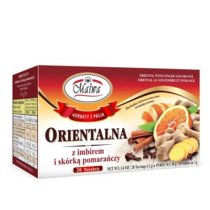MALWA HERBATA ORIENTALNA IMBIR ZE SKÓRKĄ POMARAŃCZY 20X2G